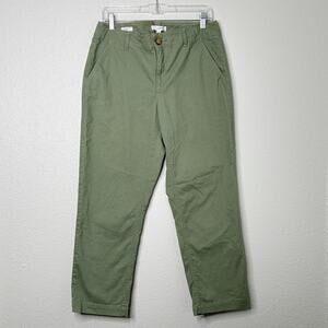 Loft The Monroe Slim Pant Green Size 8 Cotton Twill Ankle Mid Rise Stretch